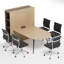 Ensemble de table de conférence de 90 po avec prises murales et prises de télévision et 5 chaises de bureau pivotantes sans accoudoirs à dossier moyen