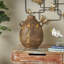 Anelis Ceramic Antique Style Distressed Decorative Brown Vase with Grooves and Handles