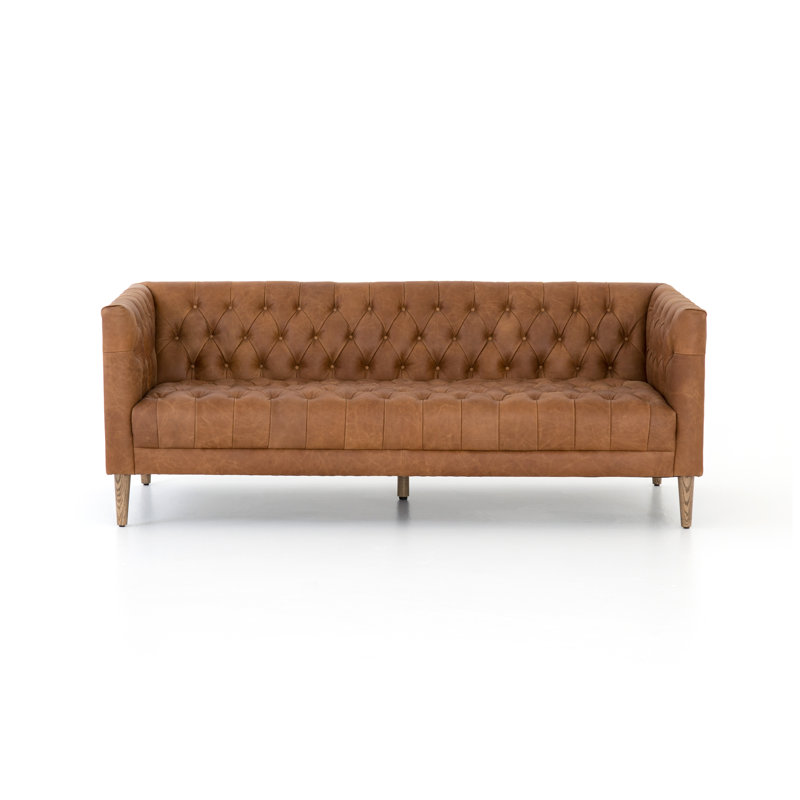 Williams Leather Sofa-75"-Nat Wash Camel, Natural Washed Camel Genuine Leather