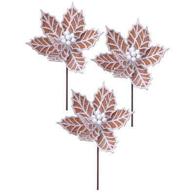 Ensemble de 3 branches artificielles de poinsettias