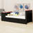 Wood Daybed with Trundle, Writing Desk, Built-in LED Lighting & USB Charging Ports-331128682-331128683