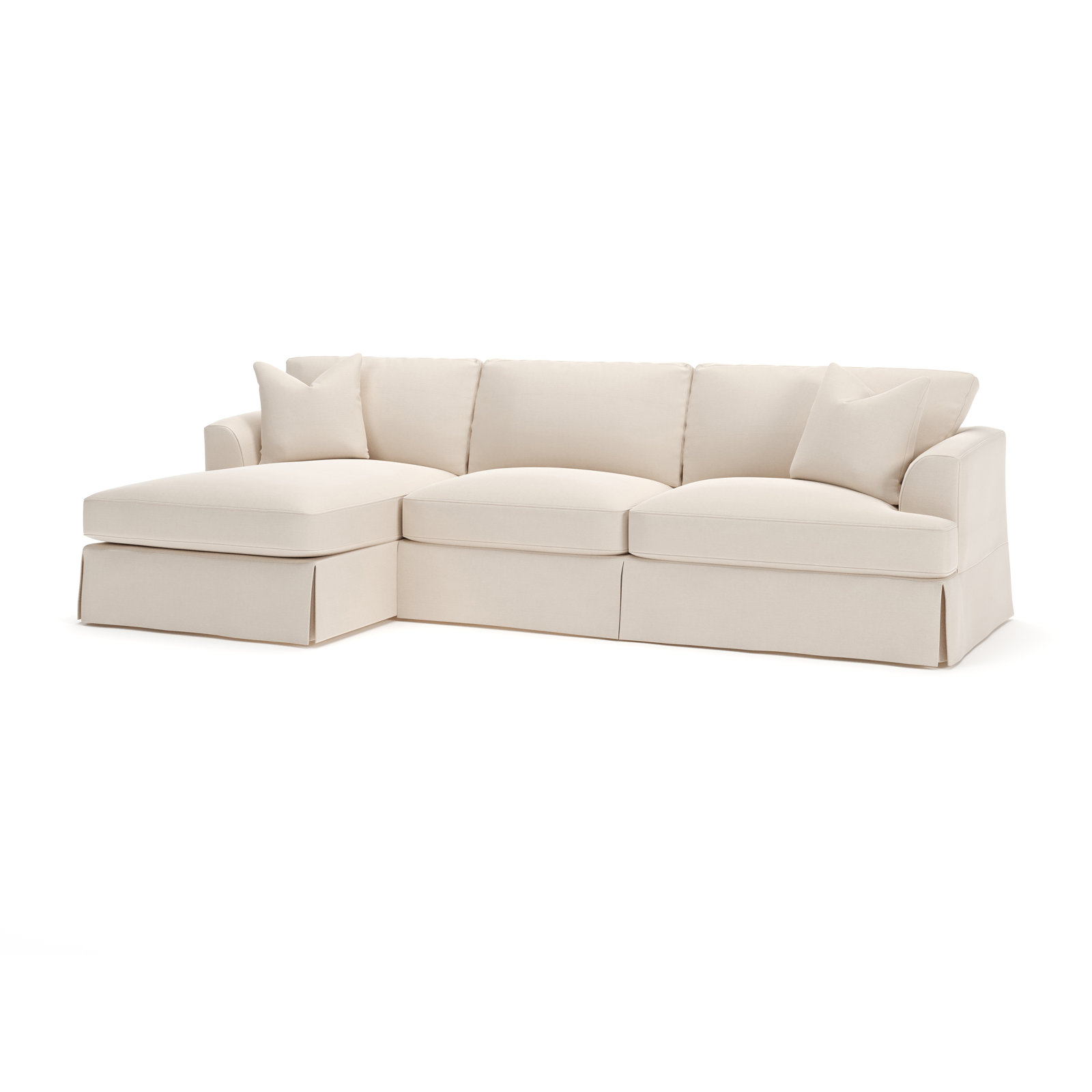 Lucia 128" Wide Down Cushion Sofa & Chaise, Left Hand Facing, Canvas Sunbrella® Canvas