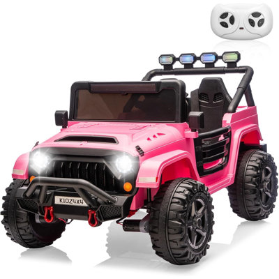 Camion électrique 4x4 2 places 24 V pour enfants avec télécommande et capacité de charge de 60 kg | Banquette de 51 cm, ceintures de sécurité 3 points, phares DEL et radio pour s'amuser dans l'allée et le jardin.