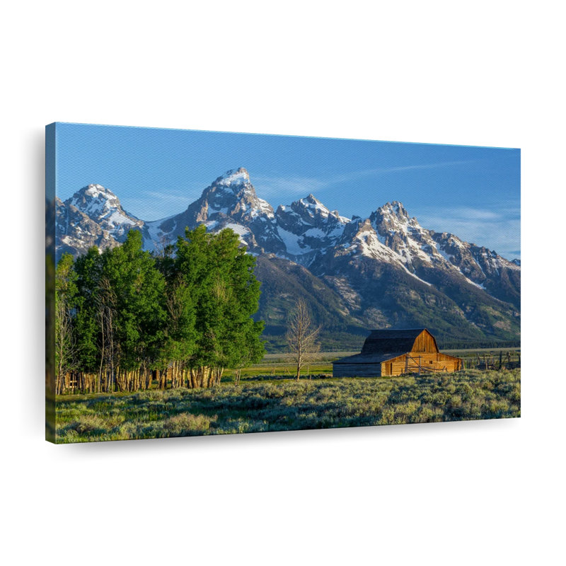 Impression sur toile Grand Teton Mountains Barn, H 8 po x l 12 po x P 1 po
