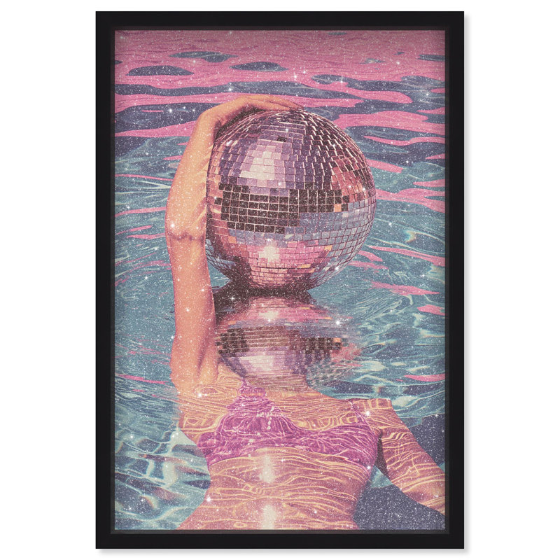 Oliver Gal Swim in Disco Sounds Fashion and Glam - Diamond Dust Framed Shadowbox Art, 46.5" H x 31.5" W, Black