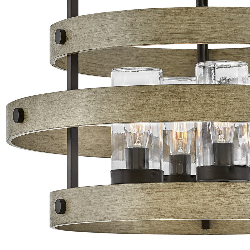 Riverwood 28" Four-Light Wood-Tone Outdoor Chandelier
