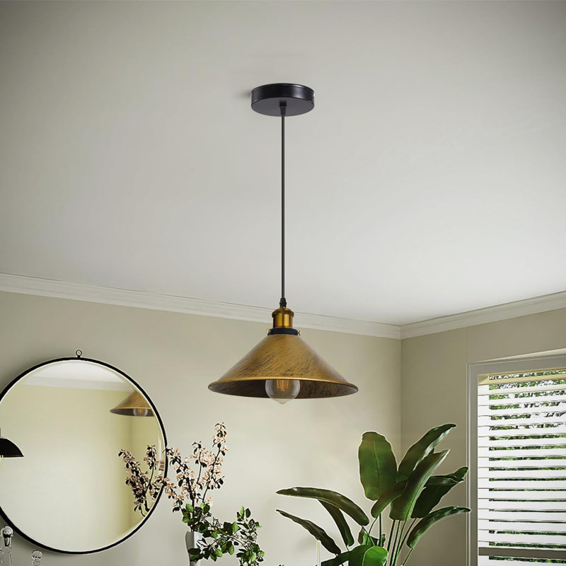 Modern Industrial Cone Pendant Light | Adjustable 1-Light Ceiling Fixture for Kitchen Islands, Dining Areas & Hallways, No