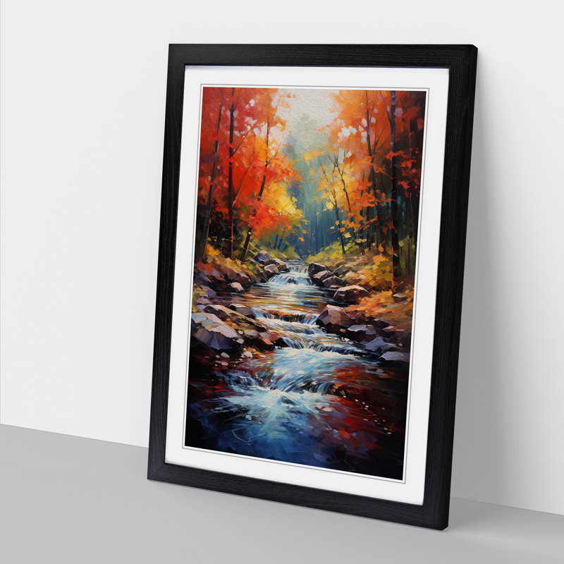 Stream Impressionism - Single Picture Frame Print on Wood, Black, 64" H x 46" W x 2" D