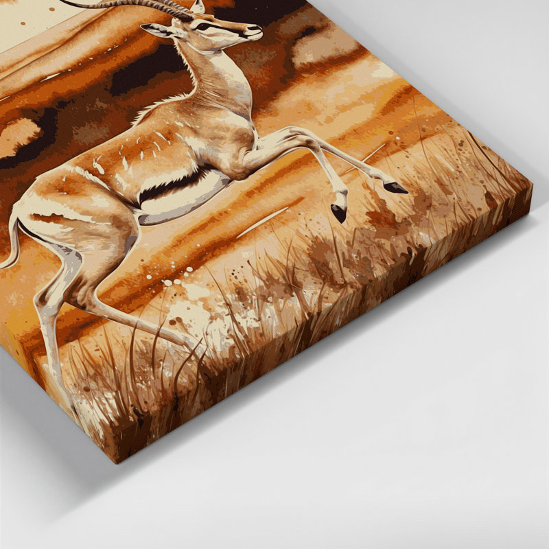 Faune Dorcas Gazelle, art mural sur toile brune, H 8 po x l 8 po