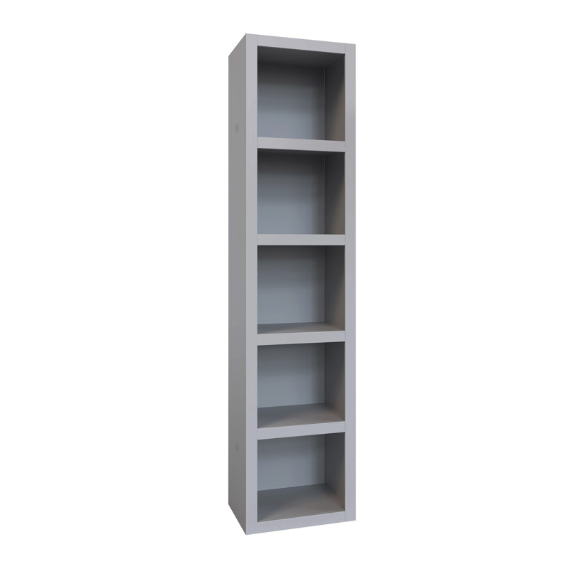 91-in Tall Wooden Bookcase Shelf, Gray, (5 Shelves) 84"H x 18"W x 20"D