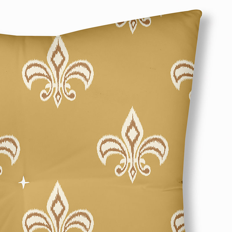 Coussin 319_Fleur De Lis Design, 26 po x 26 po, Jaune