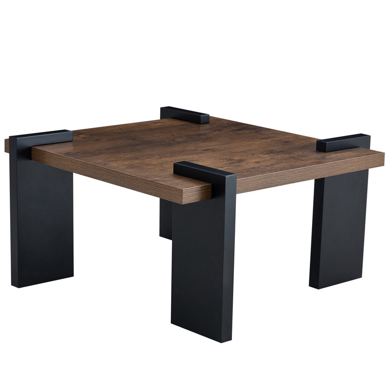 Table basse en noyer de 31,5 po x 31,5 po x 16,6 po et table facile à nettoyer avec une surface à finition foncée de 31,5 po x 31,5 po x 16,6 po, choix élégant