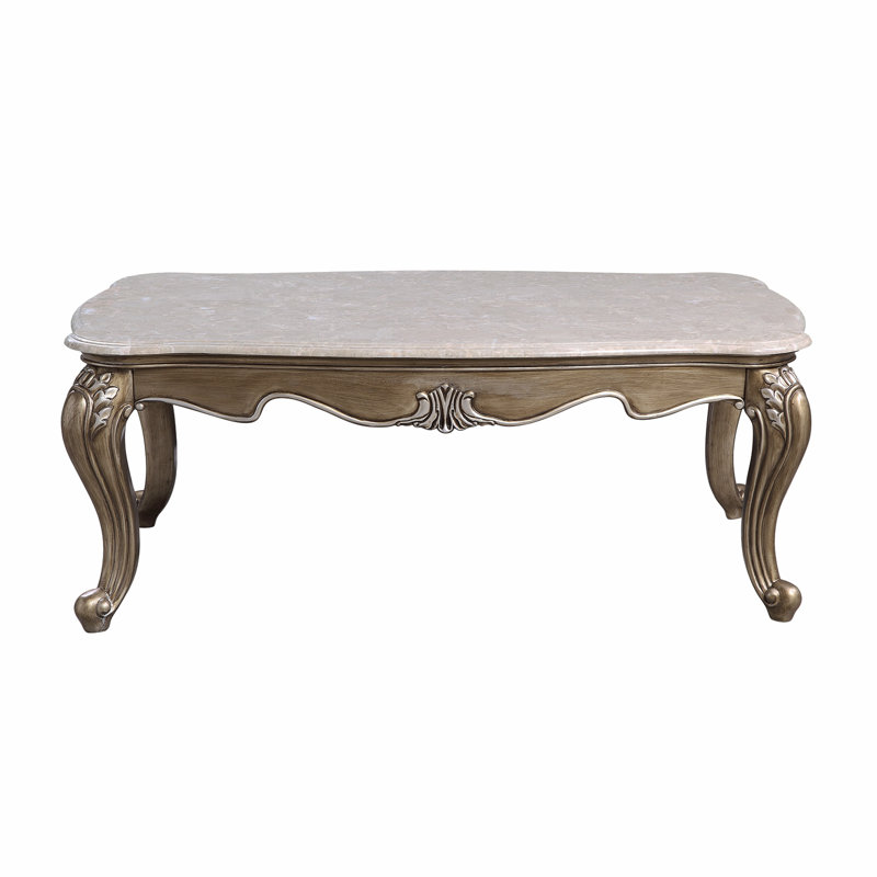 Miliani Marble Top Coffee Table, Antique Bronze