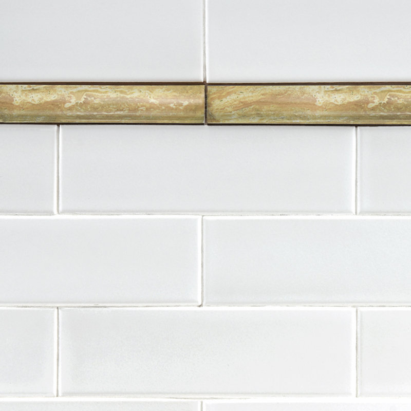 Moldura 1"x7-7/8" Ceramic Pencil Liner/Round Wall Tile Trim, Marble