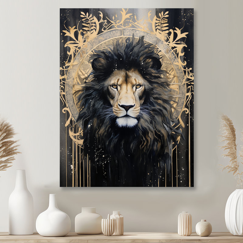 «Majestic Lion Retro Collage», art mural lion, Sans cadre, métal, H 32 po x l 24 po