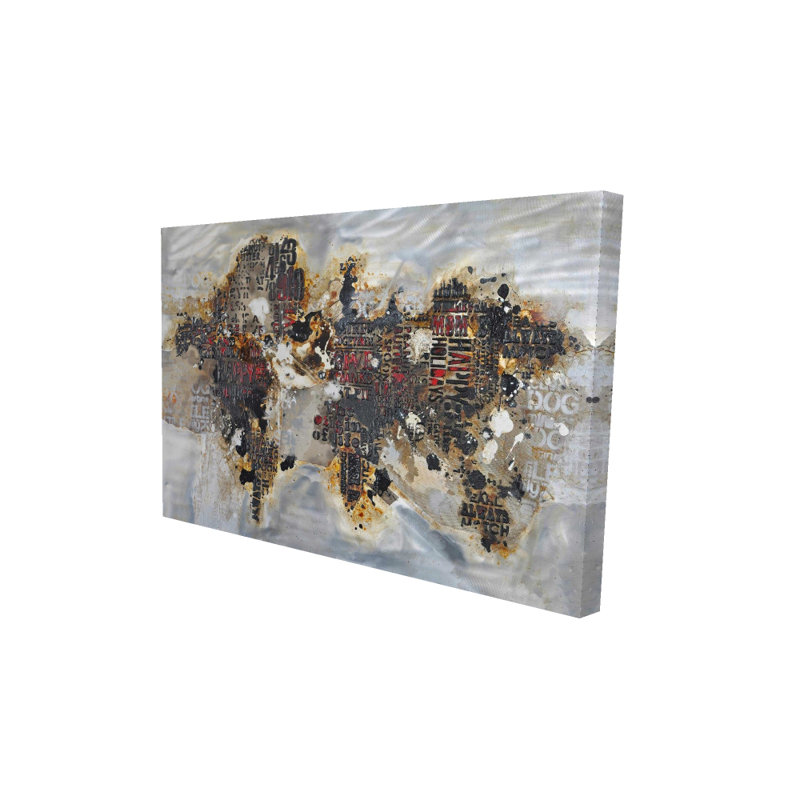 Texturized World Map Canvas | Modern Bedroom Decor Wall Art