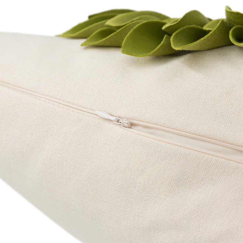  Housse de coussin décoratif à motif floral Appliqued, Vert banane / beige