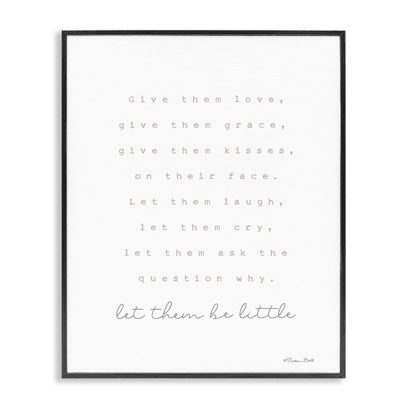 «Let Them Be Little», art de la giclée encadrée par Susan Ball, Giclée encadrée noir minuit, H 14 po x l 11 po