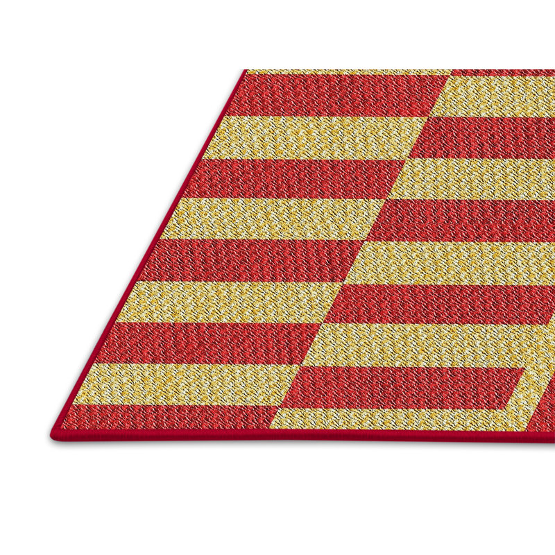 Tapis décoratif rouge à motif géométrique Puleo, Rectangle 7 pi x 9 pi