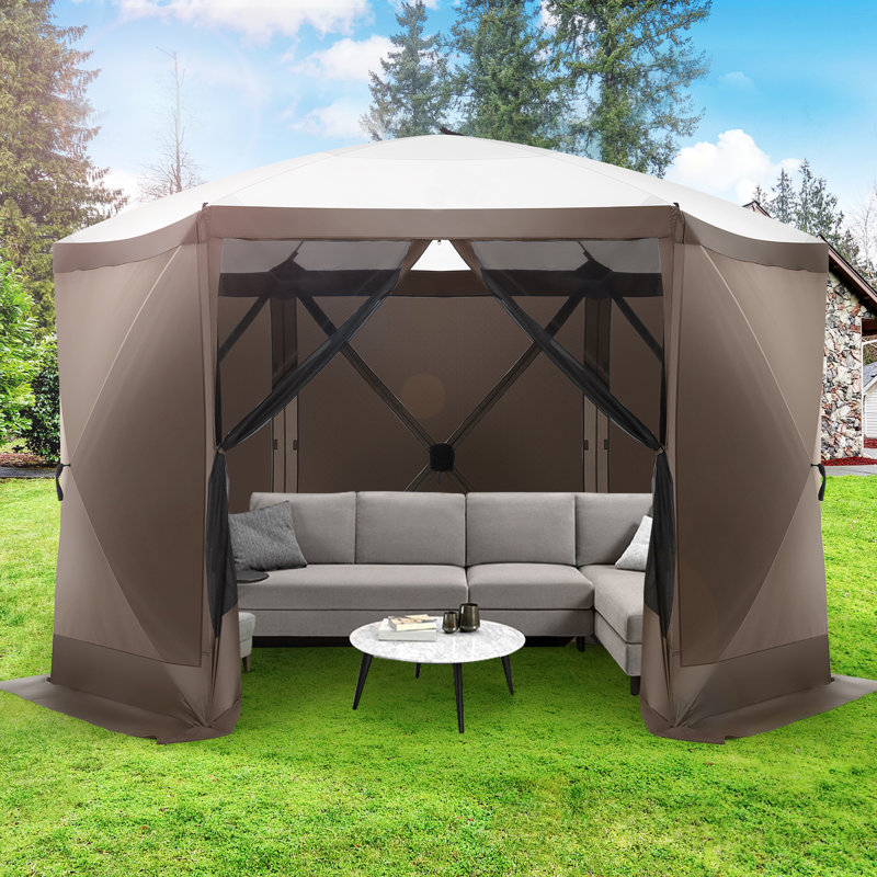 12x12FT Pop Up Gazebo Screen Tent Screen House for Camping, Screen Room with Mosquito Netting, Hub Tent Instant Screened Canopy with Carrying Bag and Ground Stakes