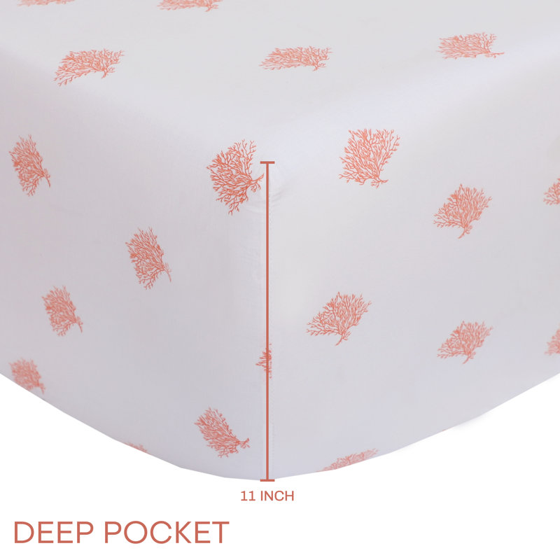 Ensemble de draps 100% coton 144 fils, Simple, Corail