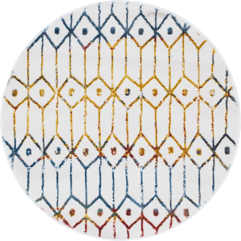 Okemah Geometric Indoor Rug, Round 3'3"