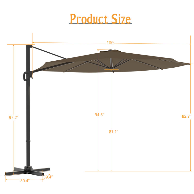 Parasol rond en porte-à-faux 10 pi, Taupe