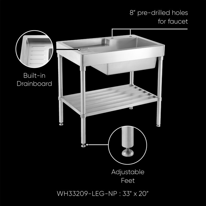 Pearlhaus 33'' L Stainless Steel Single Basin Kitchen Sink