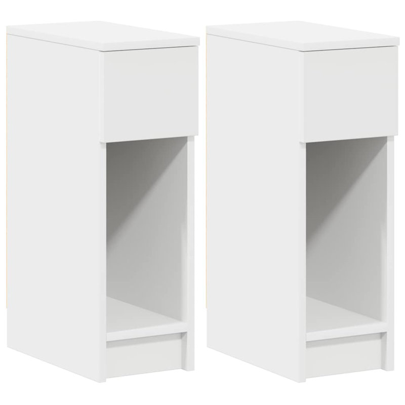 Cornelio 20cm W Manufactured Wood Bedside Table, White, Set of 2