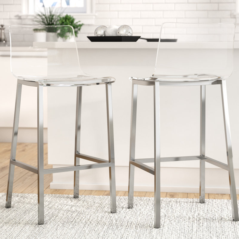 Tabouret de bar et de comptoir Cyrus, Chrome, Tabouret de bar (siège d'une hauteur de 29 po)