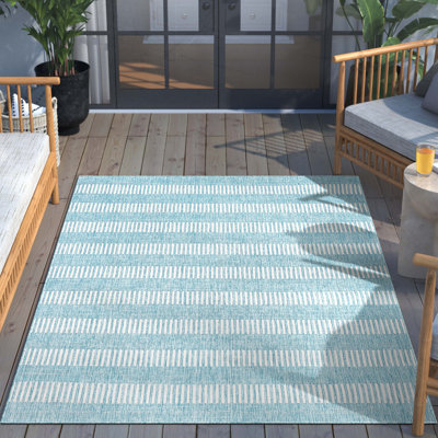Well Woven Medusa Stria Geometric Flat-Weave Indoor/Outdoor Area Rug