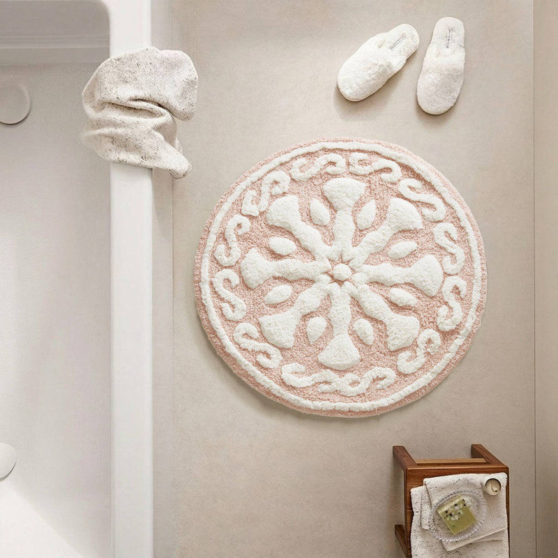 Tapis pour salle de bain 25 po Casablanca, Rose, Rond l 25 po x L 25 po