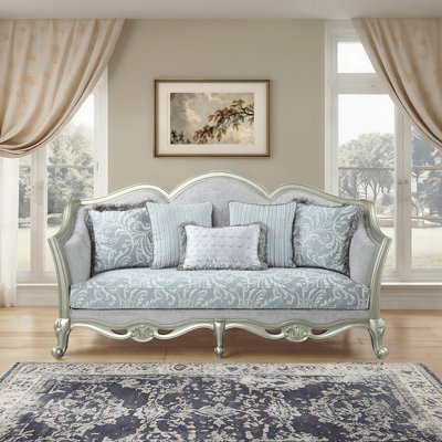 Upholstered 36 " Linen and Fabric Sofa