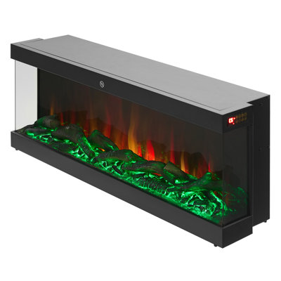 Latitude Run Black Electric Fireplace with 5120 BTU