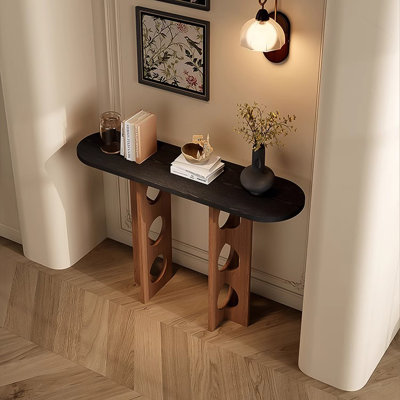 39.37" Black&Brown Modern Minimalist Ash Console Table