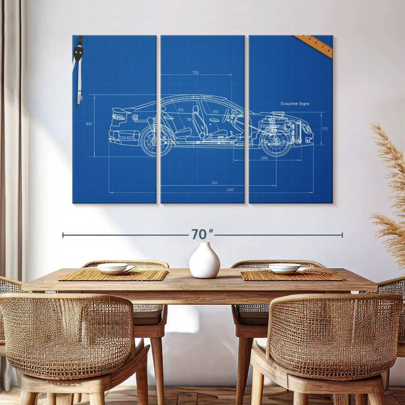 Car Blueprint, 42" H x 65" W