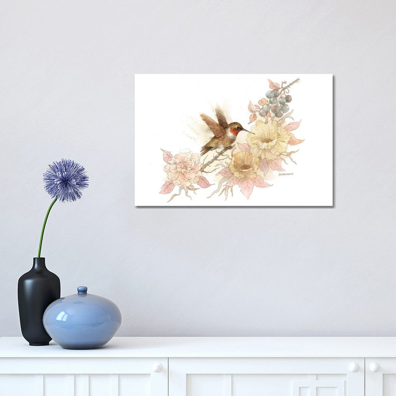 Colibri vignette - impression d'art graphique, Aucun mat, Toile tendue, H 12 po x l 18 po x 1,5 po