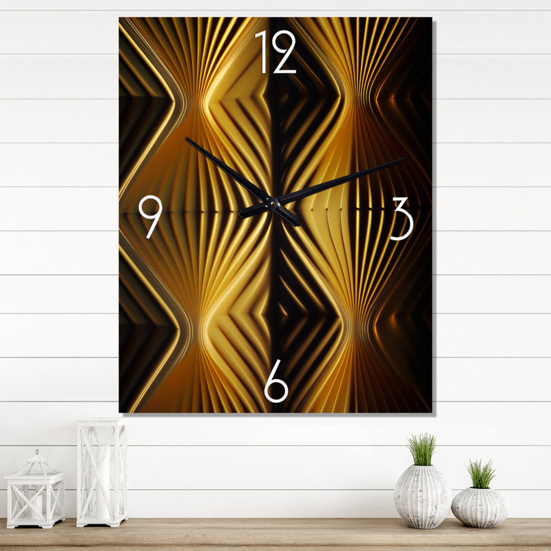 Horloge murale Op-Art Retro Gold, H 28 po x l 12 po x P 1 po