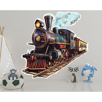 Vintage Train Vinyl Decal - Steam Engine Wall Sticker - Peel and Stick Train Decor for Kids Room or Nursery
