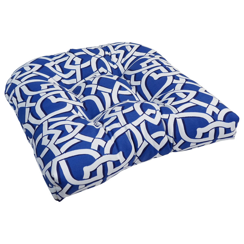 Outdoor 5'' Seat Cushion, Blue/White