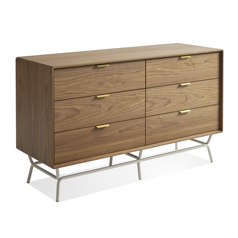 Dang 58'' W 6 - Drawer Dresser, Walnut/Putty Gray