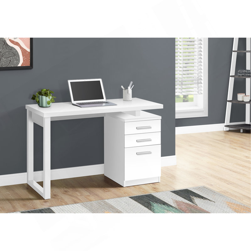 Computer Desk Home Office, Laptop, Left, Right Set-up, Storage Drawers, 48"L, Work, Laminate, White/White