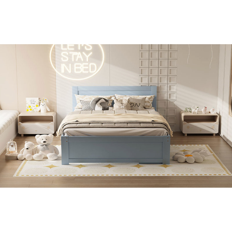 Lit plateforme gris avec tiroir de rangement et tablettes - Assemblage silencieux et facile requis Transformez l'esthétique de votre chambre à coucher