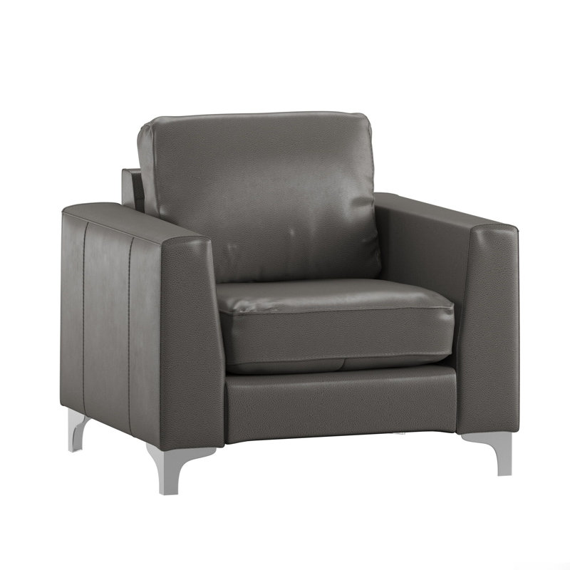 Shupe Upholstered Club Chair, Gray Leather Match