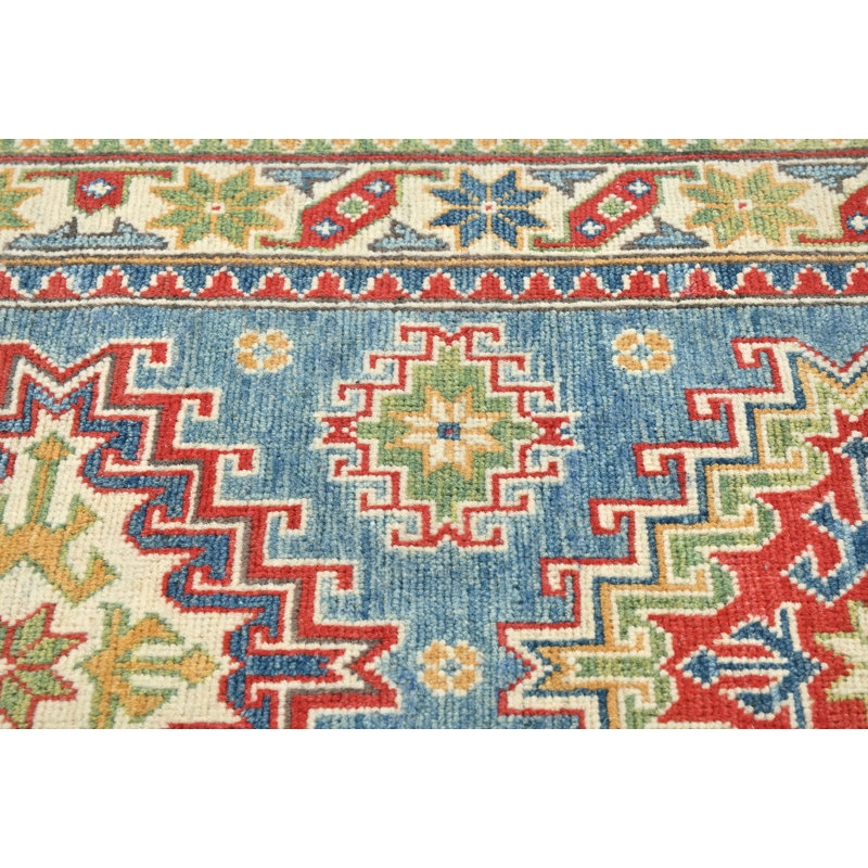 Tapis de couloir oriental bleu Kazak