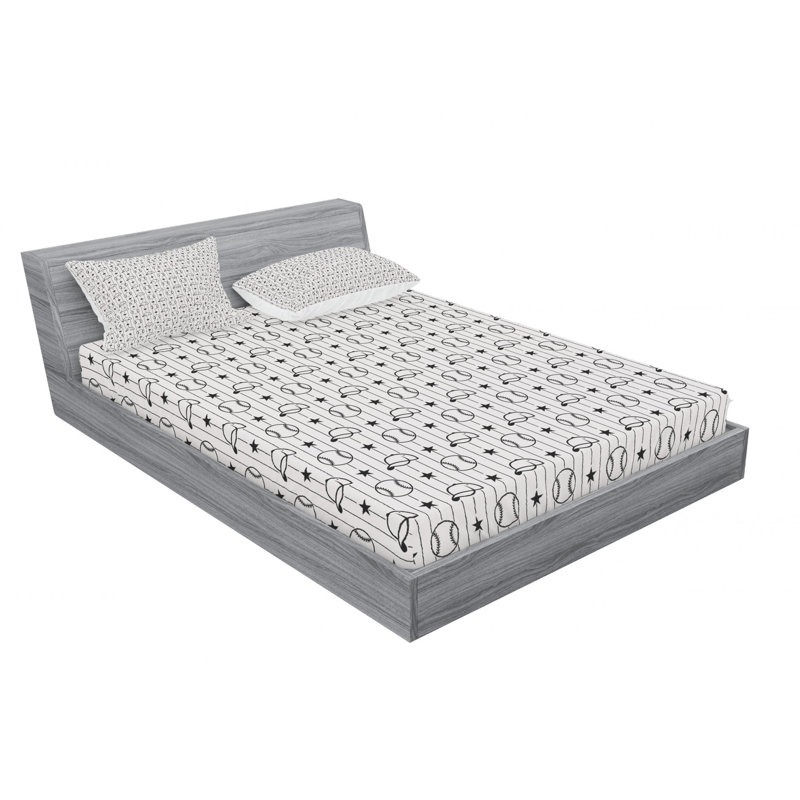 Microfiber Patterned Fitted Sheet, Queen Fitted Sheet with 2 Pillowcases