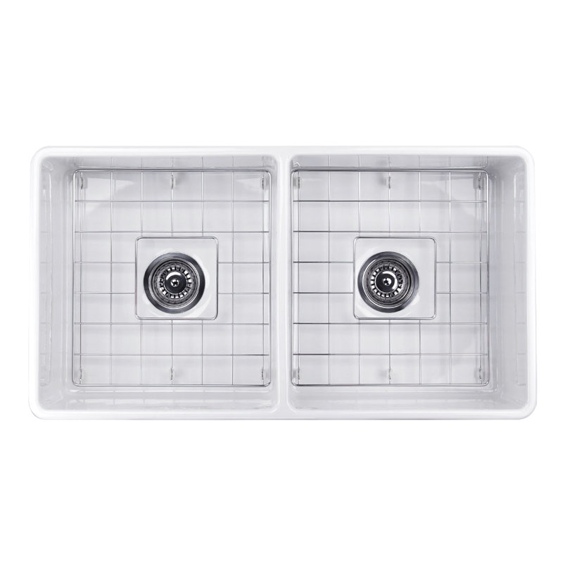 Cape 33.25'' L Double Basin Kitchen Sink, White