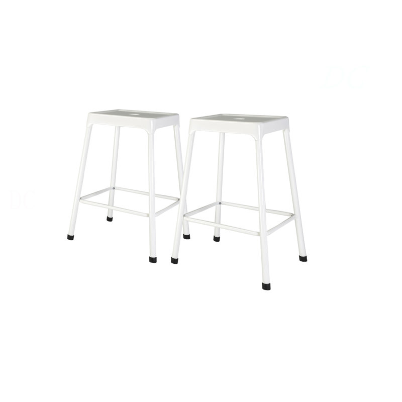 Tabouret de comptoir en métal thermolaqué blanc, ensemble de 2