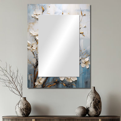 Minimalist Blossoms And Birds Of Spring - Traditional Wall Mirror