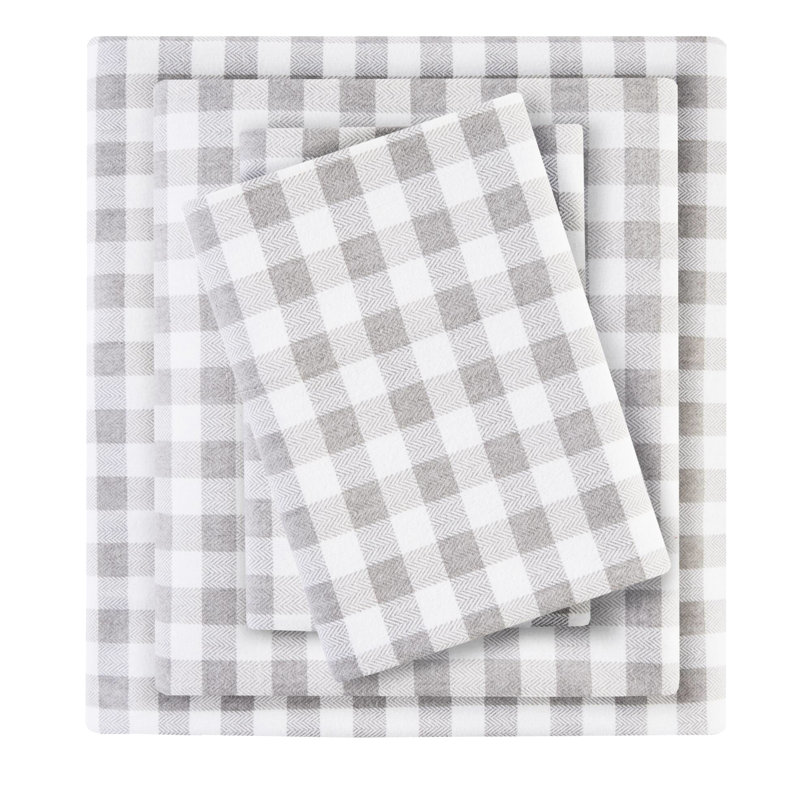 Ensemble de draps en flanelle 100% coton à motif chevrons simples TG 3 pièces, doux au toucher, avec drap plat, 2 taies d'oreiller ajustées